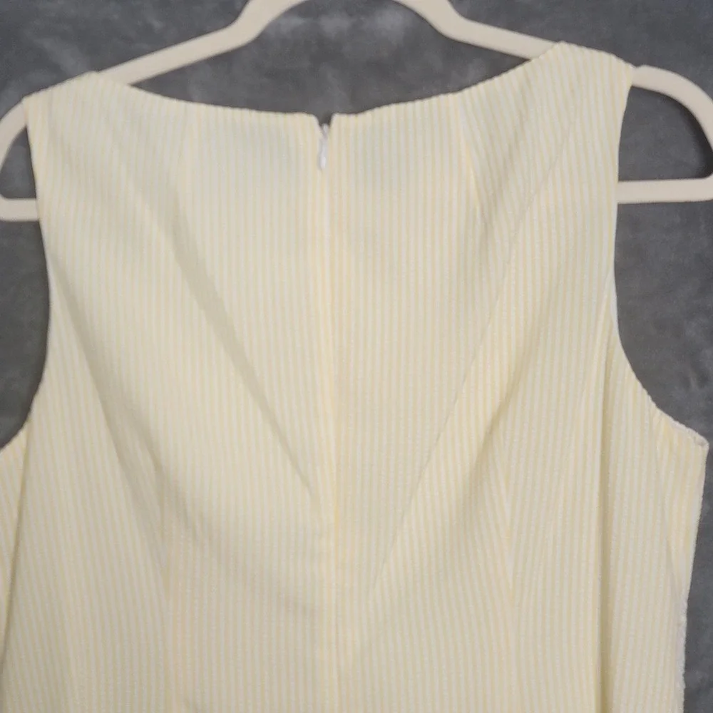 London Times Sheath Dress 14 Yellow Seersucker Lace Trim Preppy Coastal Vintage - Picture 5 of 10
